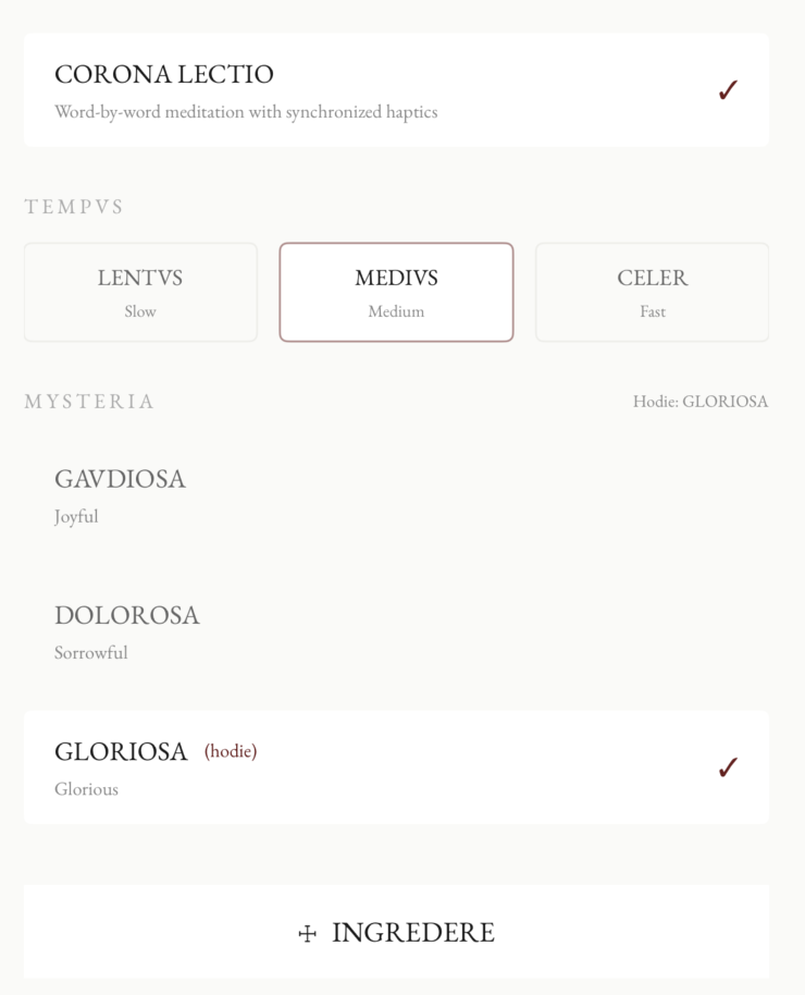 Corona Lectio - wybór tempa modlitwy
